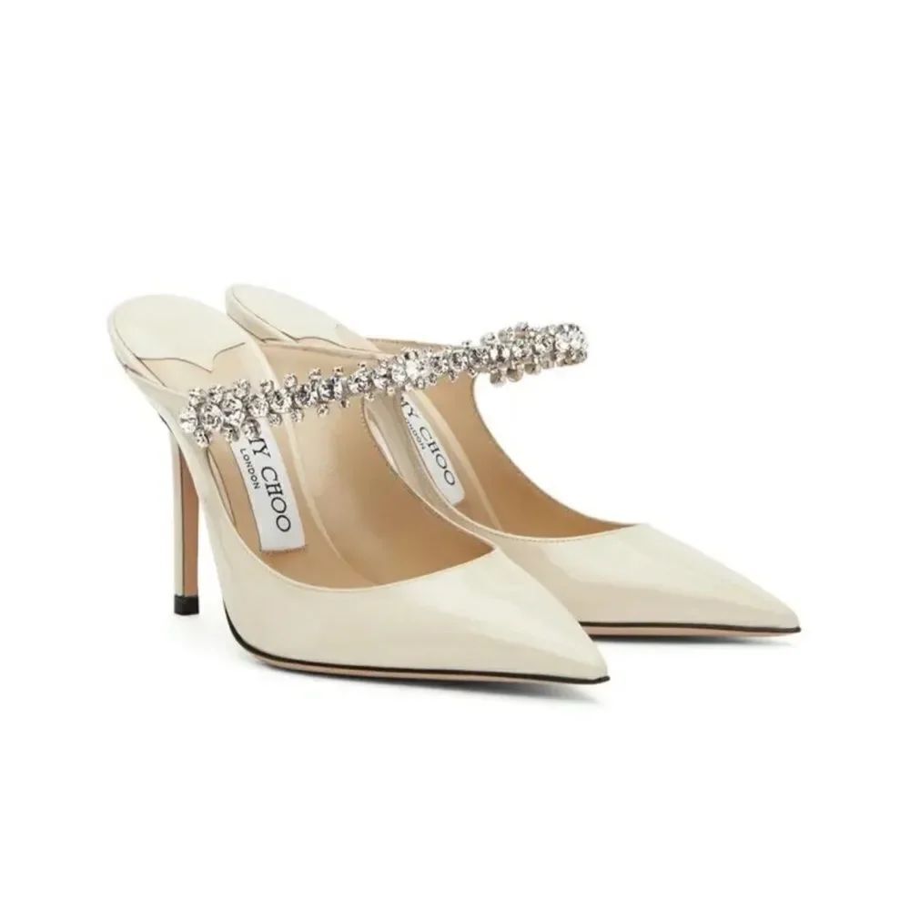 Jimmy Choo Bing 100MM Embellished PatentβLeather Mules size 37